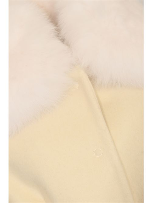 Cappotto CD1211 in misto lana con pelliccia di volpe Panna YES LONDON | CD1211PANNA/PANNA